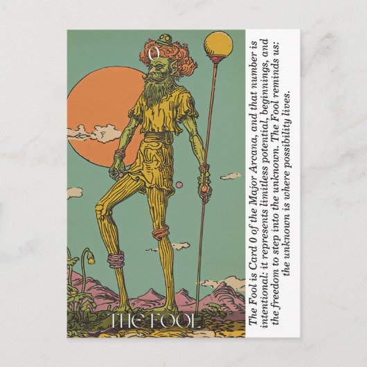 The Fool Tarot Card Mystical Major Arcana Art  ポストカード (正面)