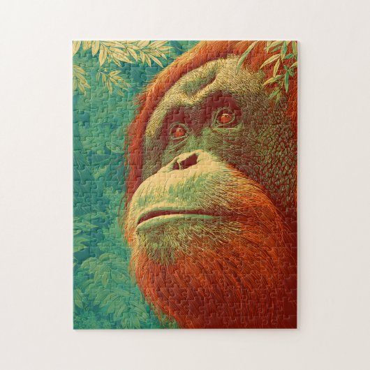 The Forest Dweller - Orangutan, Japanese art ジグソーパズル (縦)