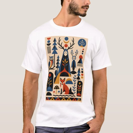 The Forest Remembers – Geometric Art T-Shirt Tシャツ (正面)