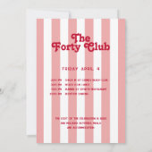 The Forty Club イエロー ピンク 40歳の誕生日パーティー 招待状 (裏面)