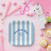 The Forty Club Blue Cabana Stripe 40th Birthday  ペーパープレート (パーティー)