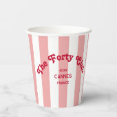 The Forty Club Pink Cabana Stripe 40th Birthday  紙コップ (裏面)