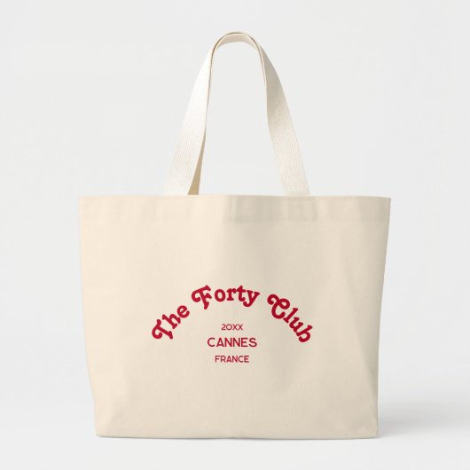 The Forty Club Retro Red Custom Crest ラージトートバッグ (正面)