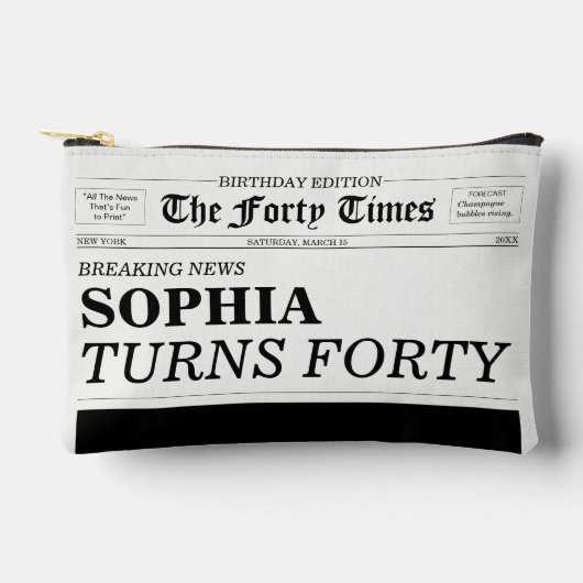 The Forty Times Newspaper 40歳の誕生日パーティー アクセサリーポーチ (正面)