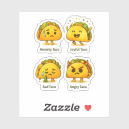 The Four Moods of Tacos Funny Vinyl Sticker Sheet シール