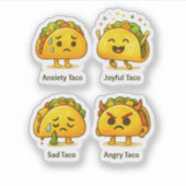 The Four Moods of Tacos Funny Vinyl Sticker Sheet シール (正面)