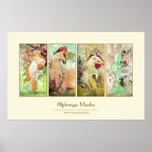 The four seasons, Alphonse Mucha ポスター