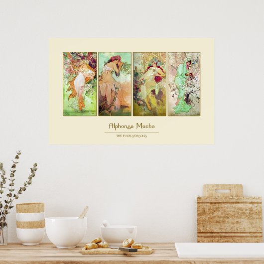 The four seasons, Alphonse Mucha ポスター (キッチン)