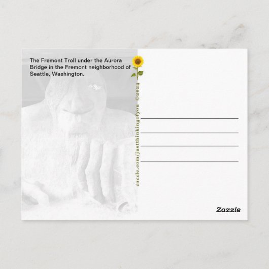 The Fremont Troll, Seattle, WA – はがき (裏面)