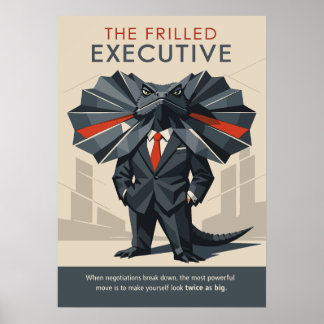 The Frilled Executive Funny Lizard Art ポスター