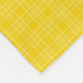 The front features a bright yellow checkered  フリースブランケット (角)