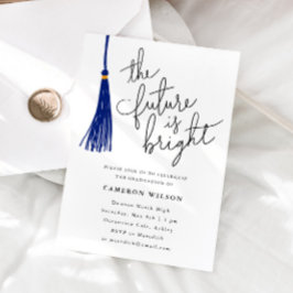 The Future Is Bright Blue Graduation Party Photo 招待状
