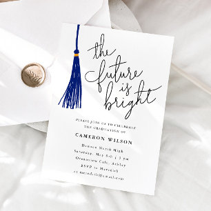 The Future Is Bright Blue Graduation Party Photo 招待状