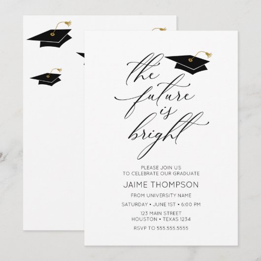 The future is bright Modern Graduation Invitation 招待状 (正面/裏面)