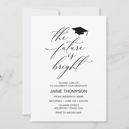 The future is bright Modern Graduation Invitation 招待状 (正面)