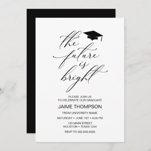 The future is bright Modern Graduation Invitation 招待状 (正面/裏面)