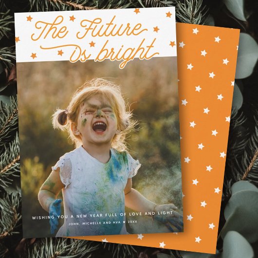 The Future Is Bright Script モダン New Year Photo シーズンカード