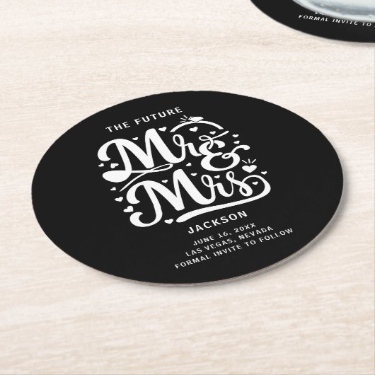 The Future Mr and Mrs Wedding Save the Date ラウンドペーパーコースター (アングル)