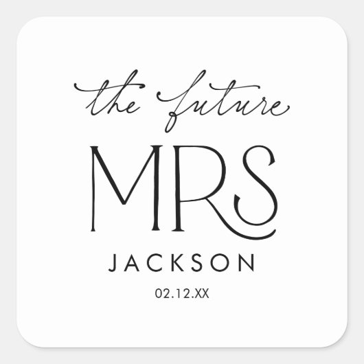 The Future Mrs Bridal Shower Sticker スクエアシール (正面)