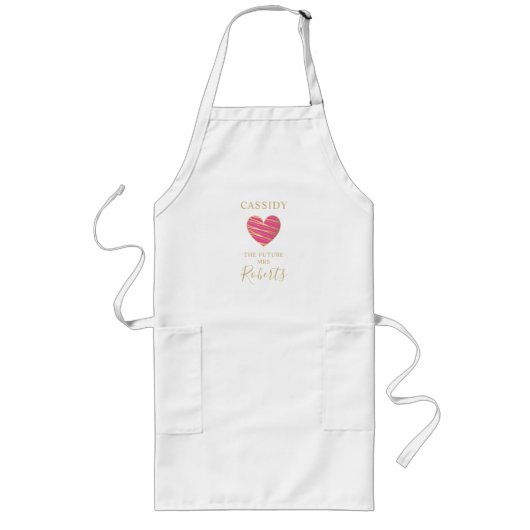 The Future MRS Quote Hot Pink & Gold Heart Effect ロングエプロン (正面)