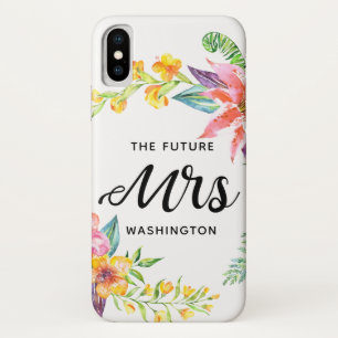 The Future Mrs Scriptトロピカルフラワーズウォーター色 iPhone X ケース