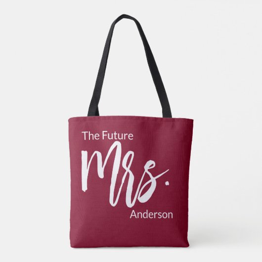 The Future Mrs Script Burgundy & White姓 トートバッグ (裏面)