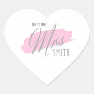 The Future Mrs. Smithハートステッカー – グレー&ピンク ハートシール