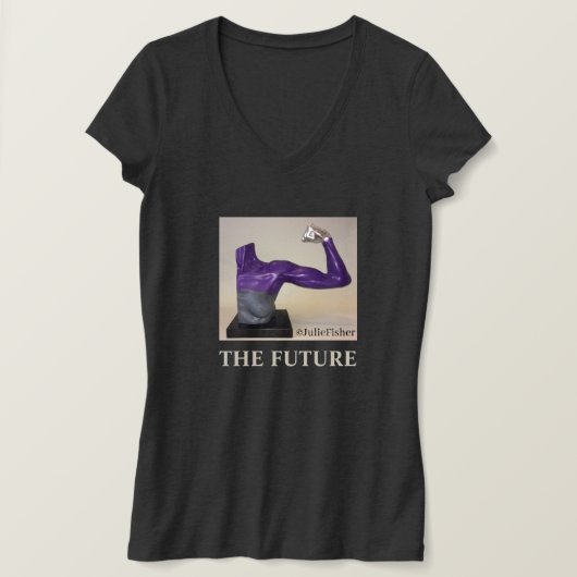 THE FUTURE-Woman's dark gray V neck Tシャツ (デザイン正面)