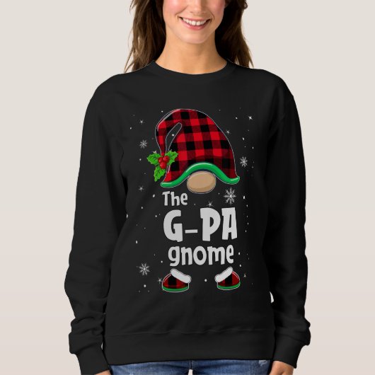The G pa Gnome Buffalo Plaid Christmas Matching Fa スウェットシャツ (正面)