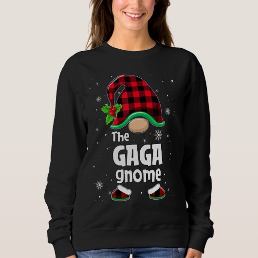 The Gaga Gnome Buffalo Plaid Christmas Matching Fa スウェットシャツ (正面)