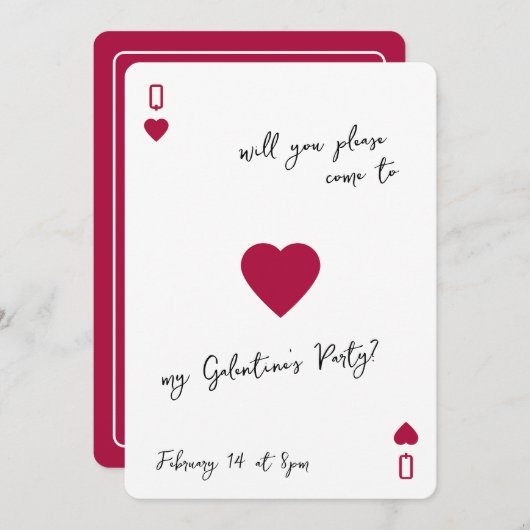 The Galentines Club Queen Of Hearts Invitation 招待状 (正面/裏面)