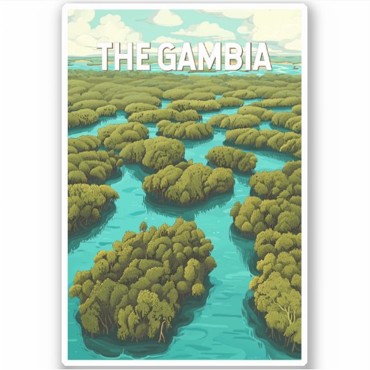The Gambia Illustration Travel Art Vintage シール (正面)