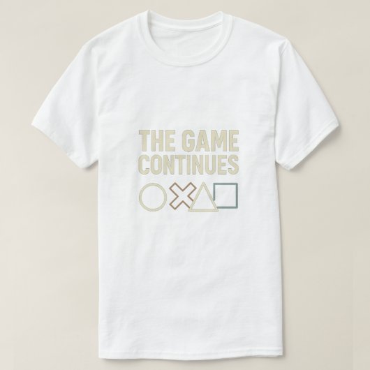The Game Continues - Play-Inspired Neon Symbols De Tシャツ (デザイン正面)