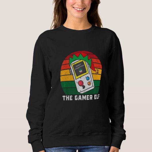 The Gamer Elf  Christmas Gamers Matching Group Fam スウェットシャツ (正面)