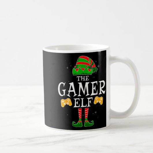 The Gamer Elf Group Matching Family Christmas Holi コーヒーマグカップ (右)