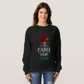 The Gamer gnome Christmas red green plaid pattern スウェットシャツ (正面フル)