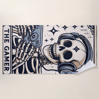 The Gamer Skeleton Tarot Card ビーチタオル