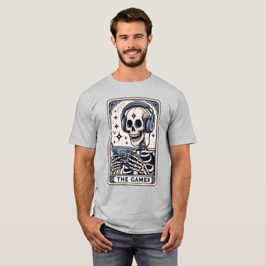 The Gamer Skeleton Tarot Card Shirt Tシャツ (正面フル)
