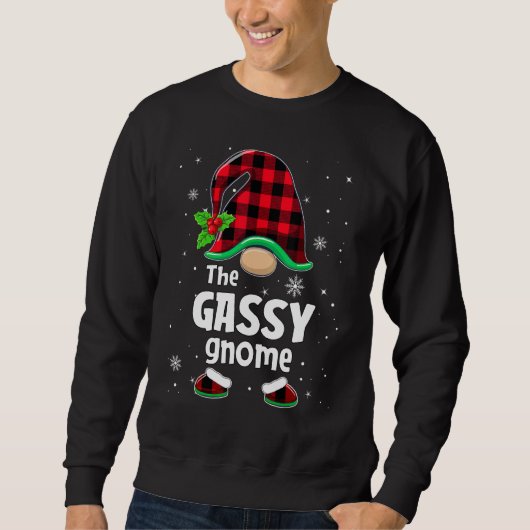 The Gassy Gnome Buffalo Plaid Christmas Matching F スウェットシャツ (正面)
