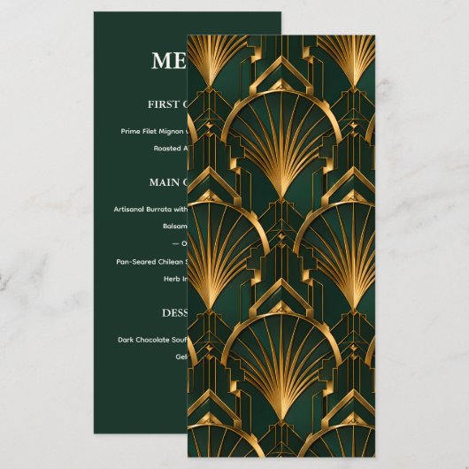 The Gatsby Art Deco Wedding Menu Card メニュー (正面/裏面)