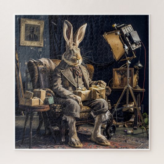 The Gentleman Rabbit-Vintage Whimsical Puzzle ジグソーパズル (縦)