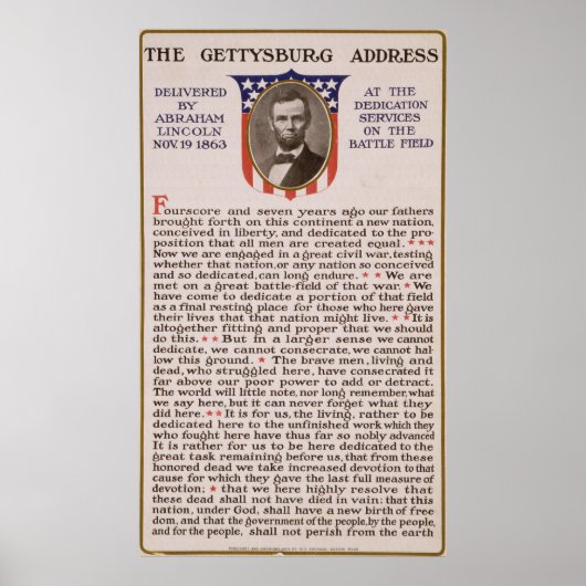 The Gettysburg Address by Abraham Lincoln 1863 ポスター (正面)