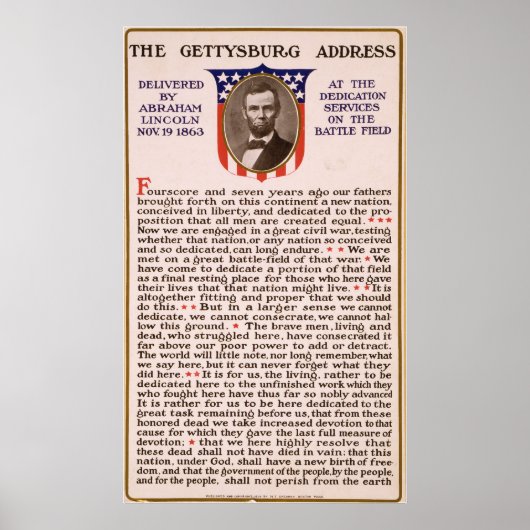 The Gettysburg Address by Abraham Lincoln 1863 ポスター (正面)
