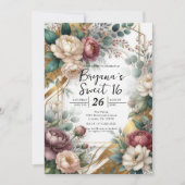 The Gilded Secret Garden Floral Glam Sweet 16 招待状 (正面)