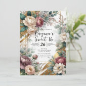 The Gilded Secret Garden Floral Glam Sweet 16 招待状 (スタンド正面)