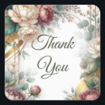 The Gilded Secret Garden Floral Glam Wedding  スクエアシール<br><div class="desc">Matching items available.</div>