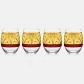 The Gilded Zenith: Molten Gold & Deep Crimson Ache ステムなしワイングラス (正面)