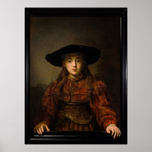The Girl in a Picture Frame by Rembrandt ポスター (正面)