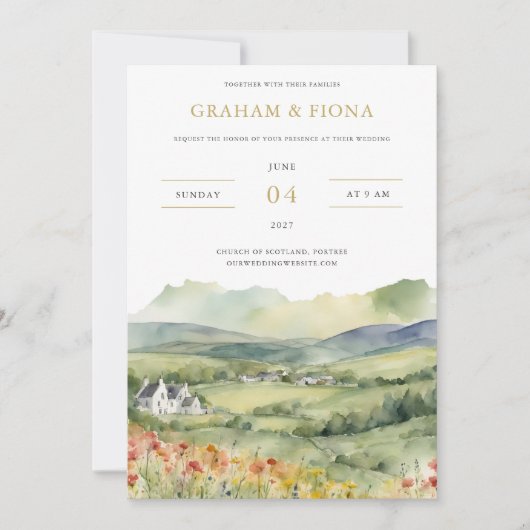 The Glen Watercolor Invitation 招待状 (正面)