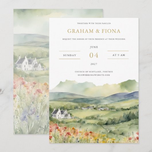 The Glen Watercolor Invitation 招待状 (正面/裏面)